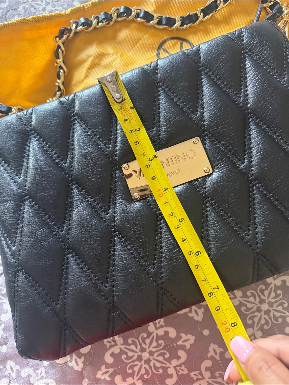 Valentino Black Quilted Leather Crossbody with Gold Chain - Picture 5 of 6